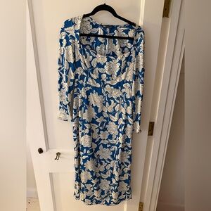 Zara Blue and White Floral Long Sleeve Dress